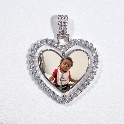 3D Spinning 2-Faced Heart Custom Picture Pendant
