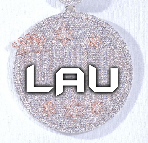 CUSTOM LETTER NECKLACE 3D BIG CROWN DISC