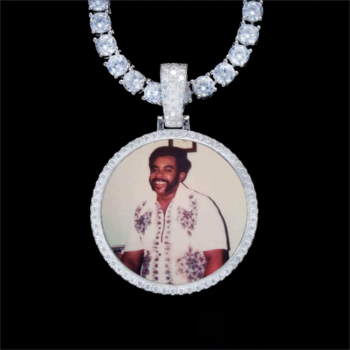 925S & VVS Moissanite 3D Circle Custom Picture Pendant