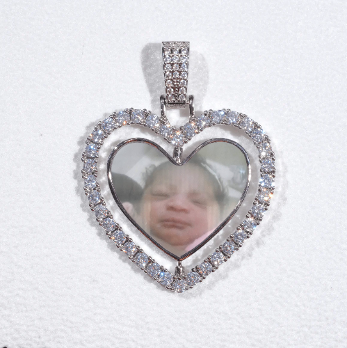 3D Spinning 2-Faced Heart Custom Picture Pendant