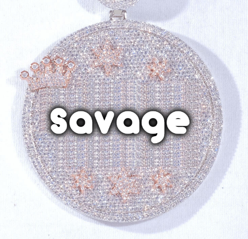 CUSTOM LETTER NECKLACE 3D BIG CROWN DISC