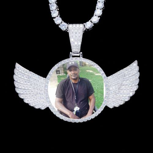 925S & VVS Moissanite 3D Wing Custom Picture Pendant