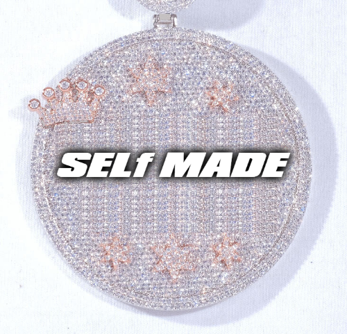 CUSTOM LETTER NECKLACE 3D BIG CROWN DISC