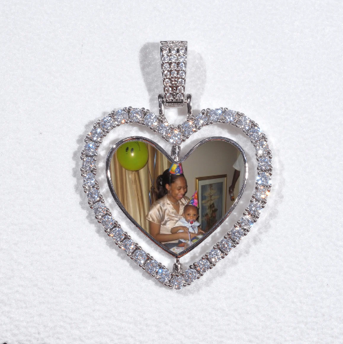 3D Spinning 2-Faced Heart Custom Picture Pendant