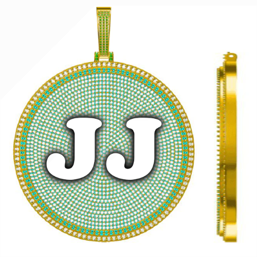 CUSTOM LETTER NECKLACE 3D BIG DISC
