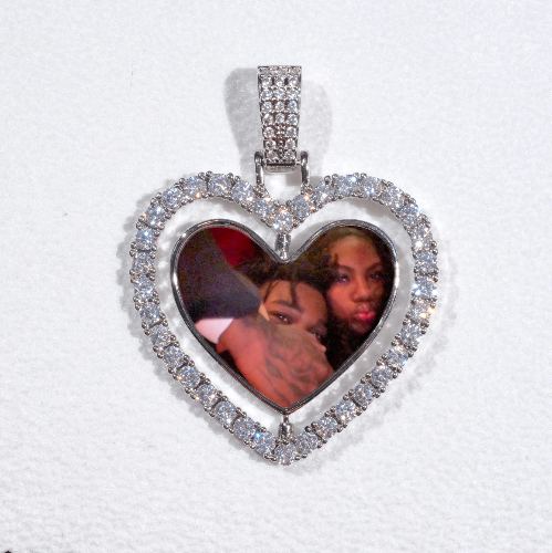 3D Spinning 2-Faced Heart Custom Picture Pendant