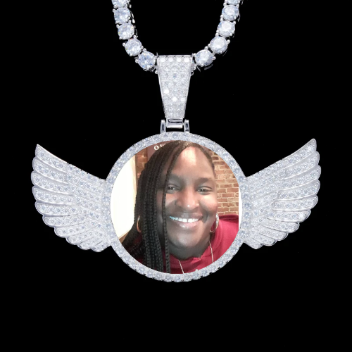 925S & VVS Moissanite 3D Wing Custom Picture Pendant