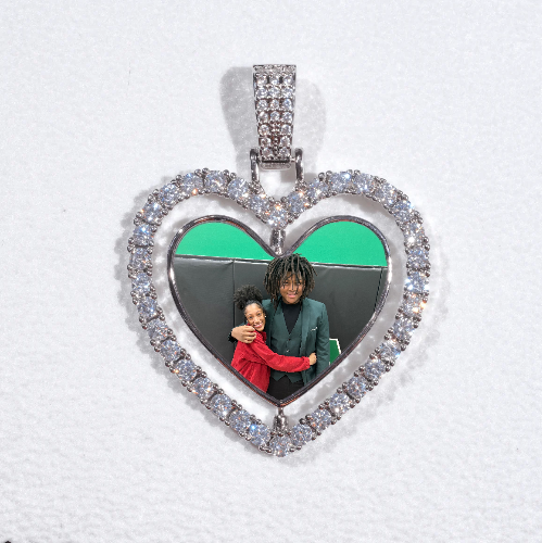 3D Spinning 2-Faced Heart Custom Picture Pendant