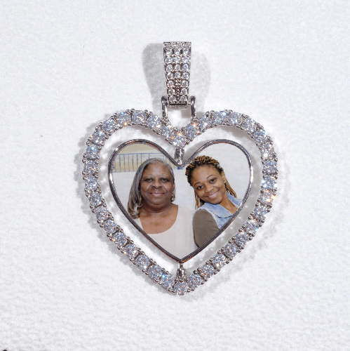 3D Spinning 2-Faced Heart Custom Picture Pendant