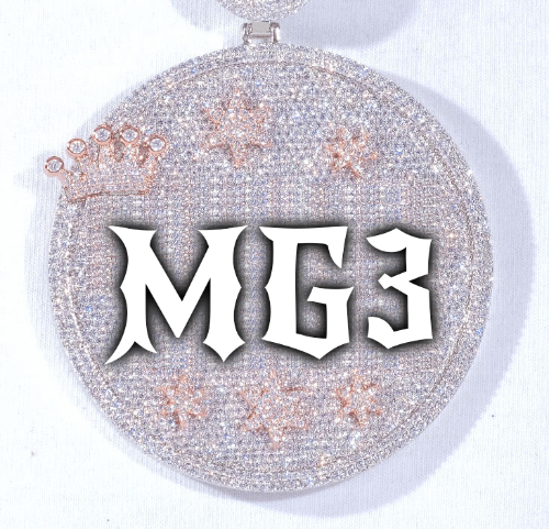 CUSTOM LETTER NECKLACE 3D BIG CROWN DISC