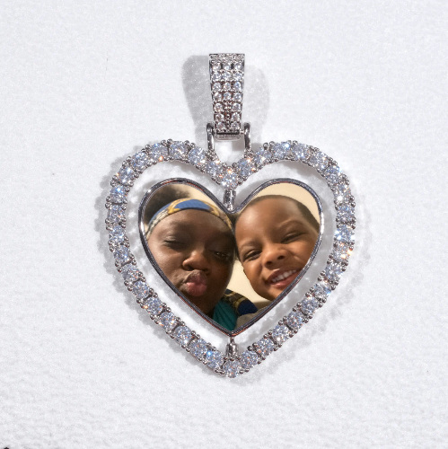 3D Spinning 2-Faced Heart Custom Picture Pendant