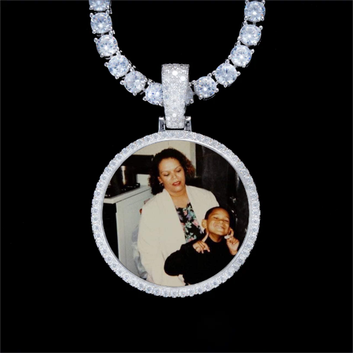 925S & VVS Moissanite 3D Circle Custom Picture Pendant