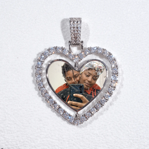 3D Spinning 2-Faced Heart Custom Picture Pendant