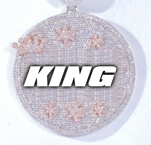 CUSTOM LETTER NECKLACE 3D BIG CROWN DISC