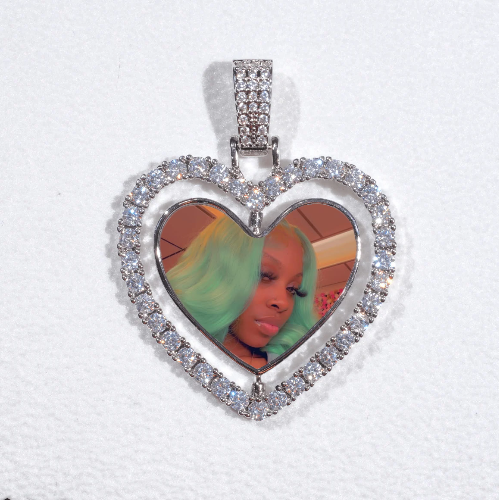 3D Spinning 2-Faced Heart Custom Picture Pendant