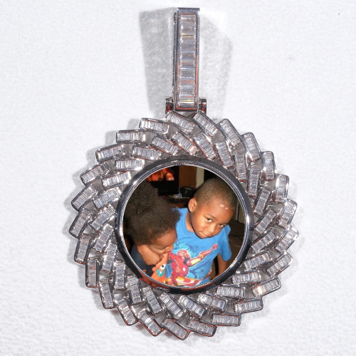 Large 3D Baguette Custom Picture Pendant