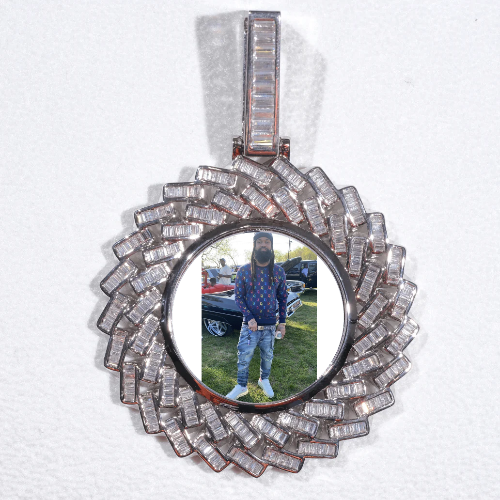 Large 3D Baguette Custom Picture Pendant