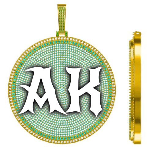 CUSTOM LETTER NECKLACE 3D BIG DISC