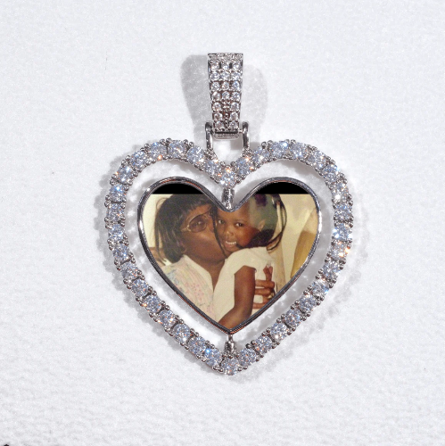 3D Spinning 2-Faced Heart Custom Picture Pendant