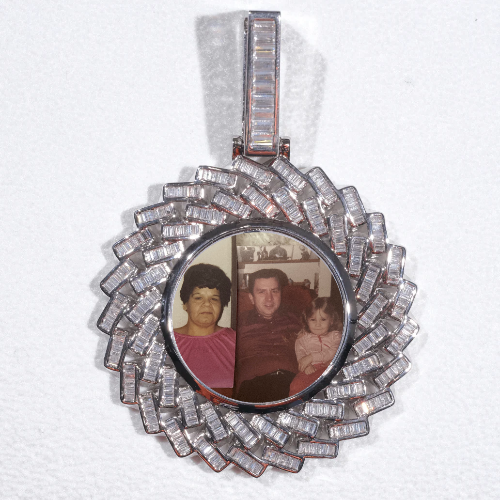 Large 3D Baguette Custom Picture Pendant