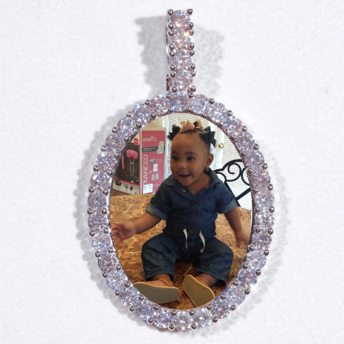 Large 3D Oval Custom Picture Pendant