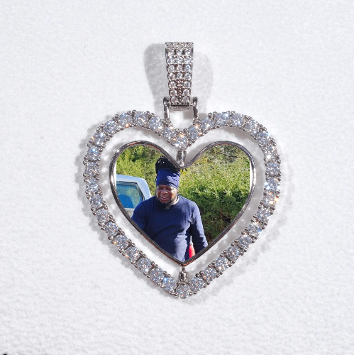 3D Spinning 2-Faced Heart Custom Picture Pendant