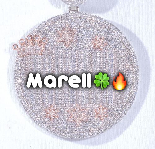 CUSTOM LETTER NECKLACE 3D BIG CROWN DISC