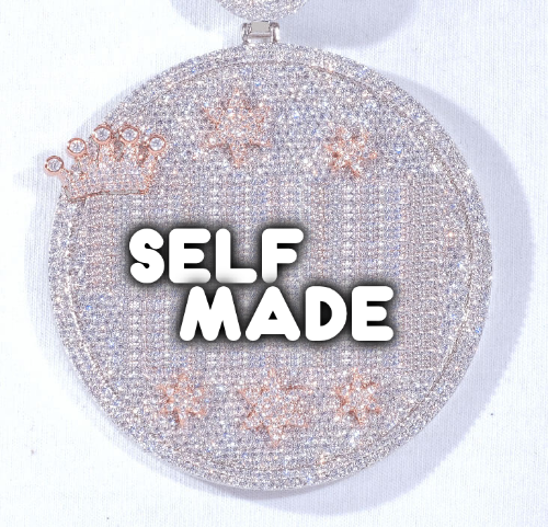 CUSTOM LETTER NECKLACE 3D BIG CROWN DISC