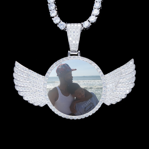925S & VVS Moissanite 3D Wing Custom Picture Pendant