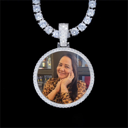 925S & VVS Moissanite 3D Circle Custom Picture Pendant