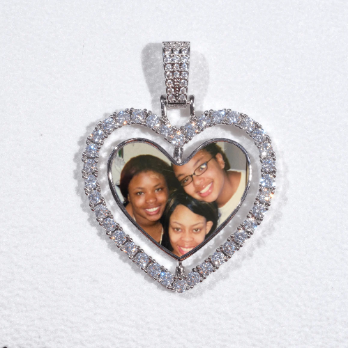 3D Spinning 2-Faced Heart Custom Picture Pendant