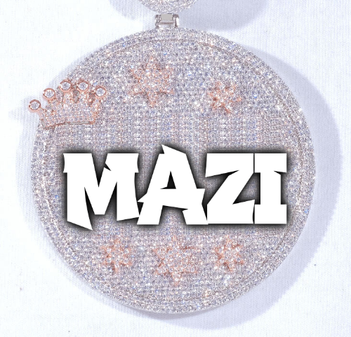 CUSTOM LETTER NECKLACE 3D BIG CROWN DISC