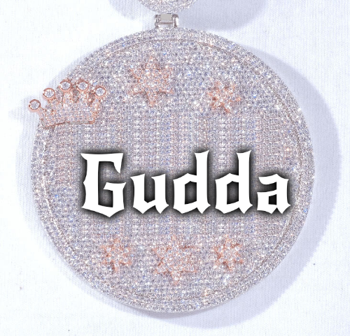 CUSTOM LETTER NECKLACE 3D BIG CROWN DISC