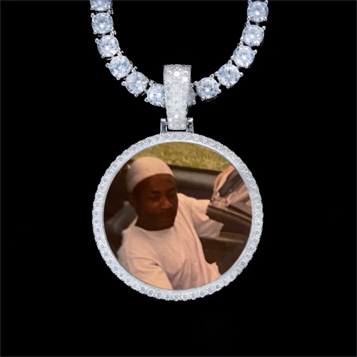 925S & VVS Moissanite 3D Circle Custom Picture Pendant