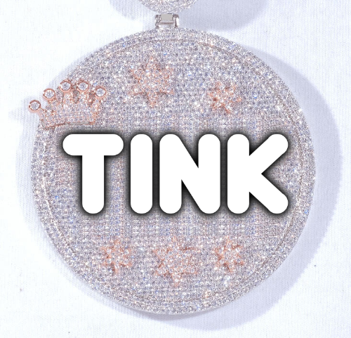 CUSTOM LETTER NECKLACE 3D BIG CROWN DISC