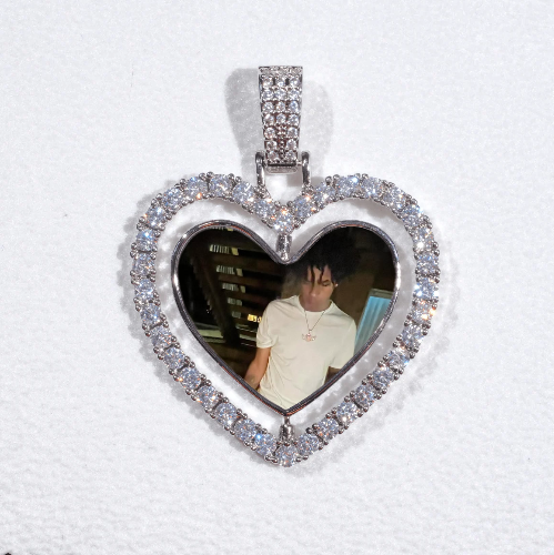 3D Spinning 2-Faced Heart Custom Picture Pendant