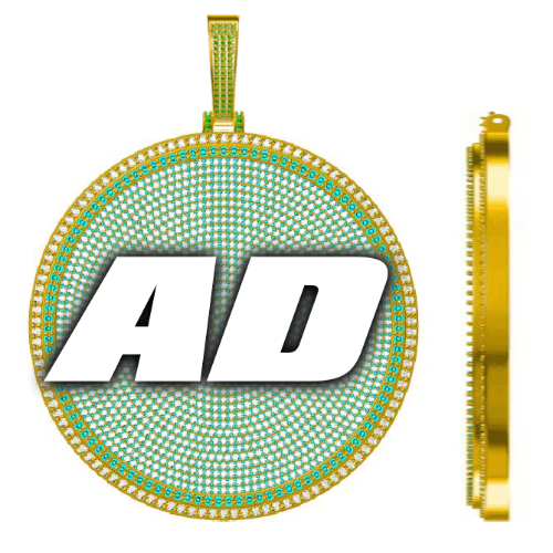 CUSTOM LETTER NECKLACE 3D BIG DISC