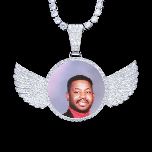 925S & VVS Moissanite 3D Wing Custom Picture Pendant