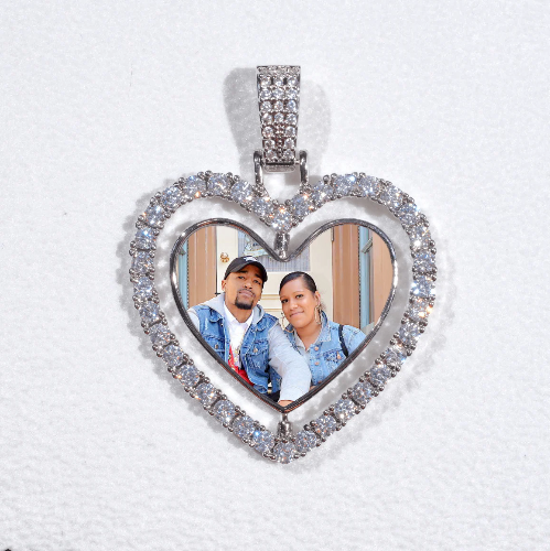 3D Spinning 2-Faced Heart Custom Picture Pendant