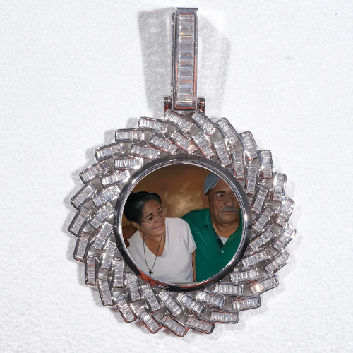 Large 3D Baguette Custom Picture Pendant