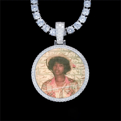 925S & VVS Moissanite 3D Circle Custom Picture Pendant