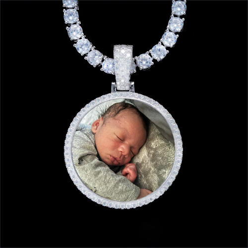 925S & VVS Moissanite 3D Circle Custom Picture Pendant