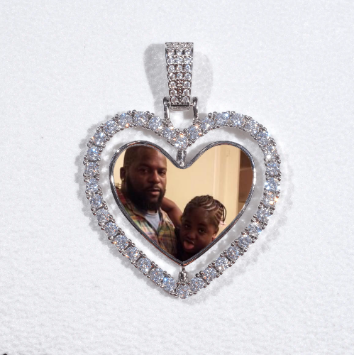 3D Spinning 2-Faced Heart Custom Picture Pendant