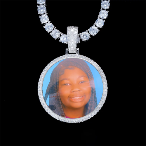 925S & VVS Moissanite 3D Circle Custom Picture Pendant