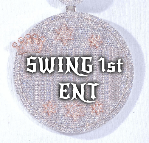 CUSTOM LETTER NECKLACE 3D BIG CROWN DISC
