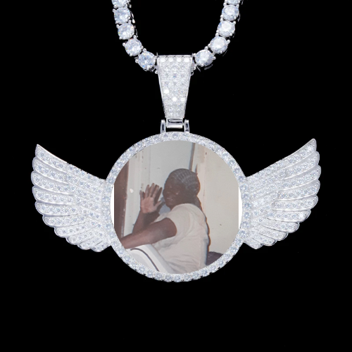 925S & VVS Moissanite 3D Wing Custom Picture Pendant