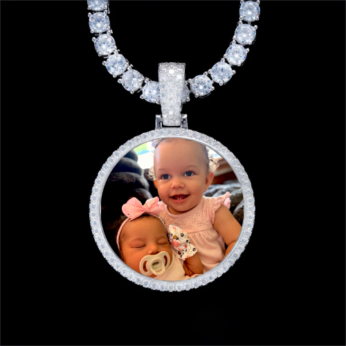 925S & VVS Moissanite 3D Circle Custom Picture Pendant