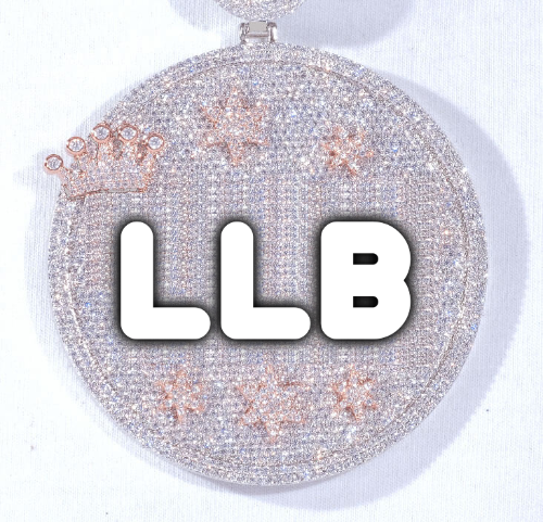CUSTOM LETTER NECKLACE 3D BIG CROWN DISC