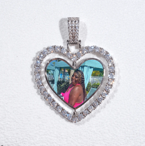 3D Spinning 2-Faced Heart Custom Picture Pendant