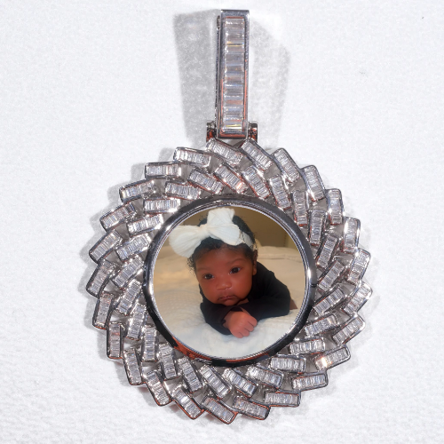 Large 3D Baguette Custom Picture Pendant
